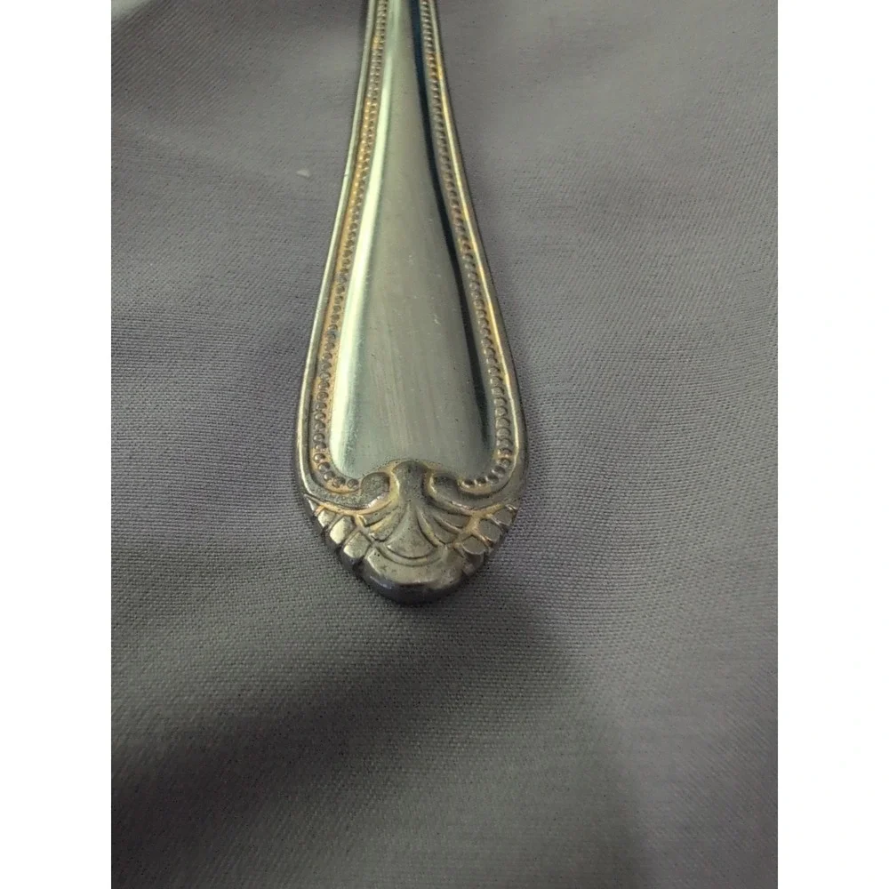 Hampton Silversmiths RENEE 3‎ Dinner Soup Spoons Stainless Flatware Gold Accent